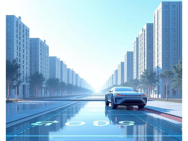 A modern city skyline with overlaid parking icons and low emission zone indicators, suggesting smart urban navigation.
