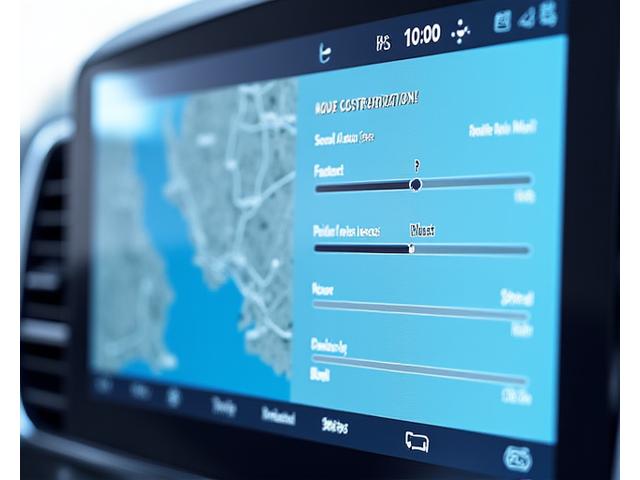 Digital interface with sliders and toggle buttons for customizing a European road trip, showing options for scenic vs. fast routes, vehicle types, and interest points.