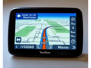 A sleek TomTom navigation system showing a European road trip route.