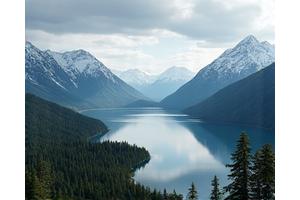 A vast, untouched wilderness landscape in Scandinavia with dense forests and clear lakes, emphasizing natural beauty.