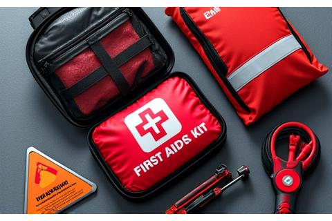 A well-organized emergency kit for a car travel.