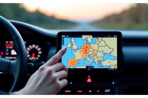 Person setting up a GPS navigation system in a car.